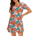 thumbnail image 1 of Fotbe Hawaiian Style Pattern Women's Cotton Nightgown Sleepwear Short Sleeves Shirt Casual Print Sleepdress, 1 of 6