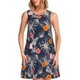 thumbnail image 1 of Fotbe Hawaiian Style Pattern Women’s Summer Tank Midi Dress – Sleeveless A-Line Dress, Floral T-Shirt Dress, Casual Flowing Beach Sundress, 1 of 7