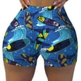 thumbnail image 1 of Fotbe Hawaiian Style Seamless Shorts, Womens Workout Shorts High Waist Stretch Booty Short for Gym/Yoga/Running/Biking-Large, 1 of 9