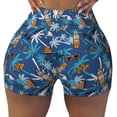 thumbnail image 1 of Fotbe Hawaiian Style Seamless Shorts, Womens Workout Shorts High Waist Stretch Booty Short for Gym/Yoga/Running/Biking-Small, 1 of 9
