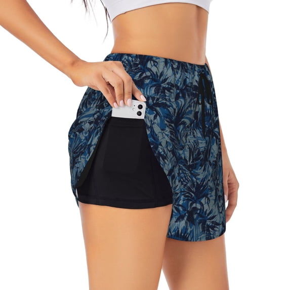 Fotbe Hawaiian Style Womens High Waist Running Shorts Athletic Workout Quick Dry Shorts for Women with Pockets Gym Yoga Summer Shorts-Medium