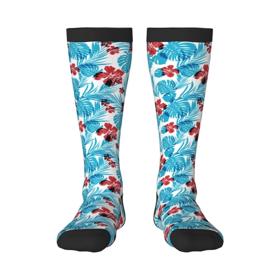Fotbe Hawaiian Style print Women's Men's Novelty Crew Socks Cotton Socks Knee High Socks for Walking,Running,Nurses,Pregnancy