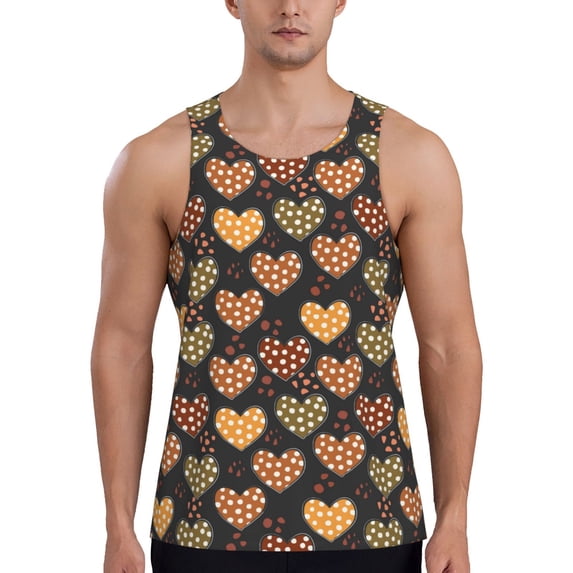 Fotbe Heart Pattern Men's Quick Dry Workout Tank Top Gym Muscle Tee Fitness Bodybuilding Sleeveless T Shirt Breathable Workout Shirt-4X-Large