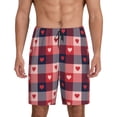 thumbnail image 1 of Fotbe Heart Plaid Pajama Shorts for Men, Men's Pajama Bottoms, Sleepwear,Short Pajama Pants-Small, 1 of 9