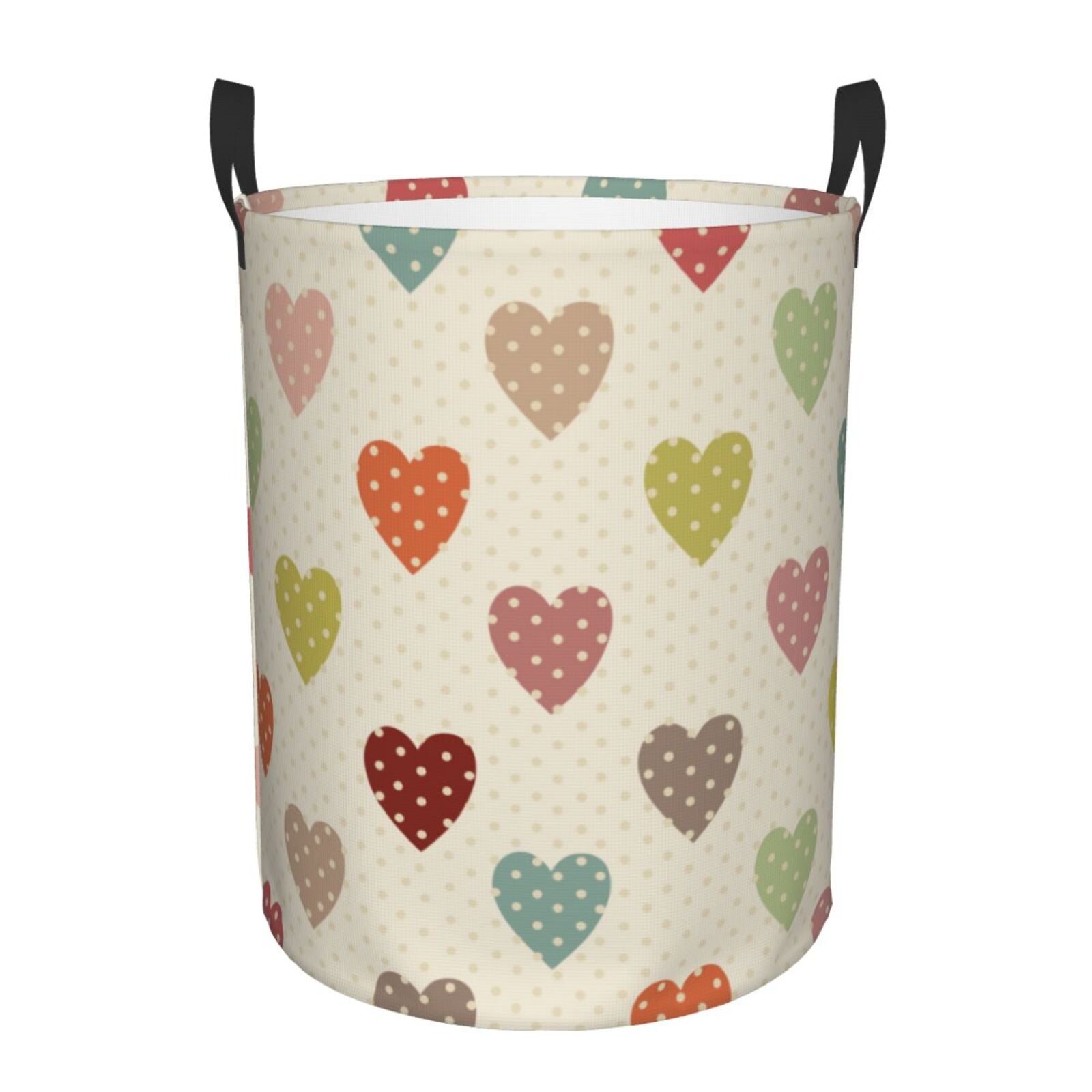 Cream And Black Polka Dot Laundry Basket