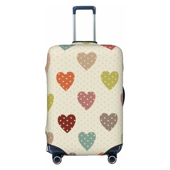 Fotbe Heart Polka Dot Luggage Cover Protector,Suitcase Protector,Scratch and Dirt Resistant,Fits 18-32 Inch Luggage-Large