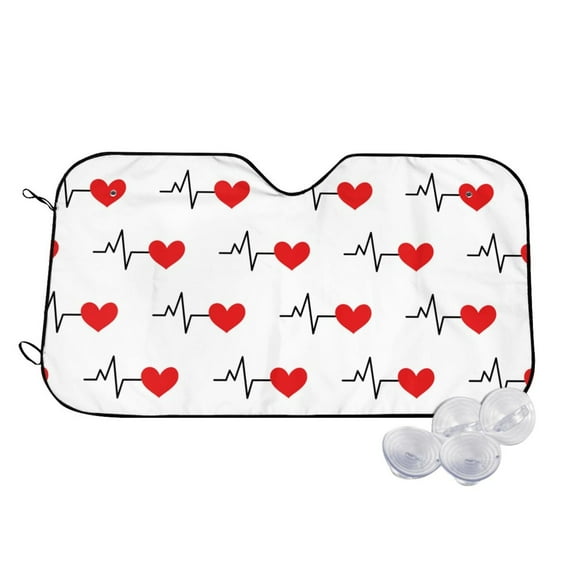 Fotbe Heartbeat Symbol Car Windshield Sunshade | Sun Visor Protector Front Window Shade, Keeps Out UV Rays, Keeps Your Vehicle Cool-Medium