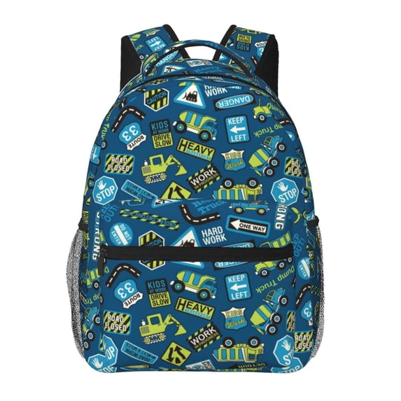 Fotbe Heavy Equipment Machinery Pattern Casual Backpack for School, Travel, and Outdoor Activities - Durable, Lightweight, and Comfortable