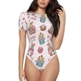 thumbnail image 1 of Fotbe Hello Easter Women's Crew Neck Short Sleeves Bodysuit Tops Round Neck Slim Sleeveless Soft Comfortable Basic-X-Large, 1 of 9