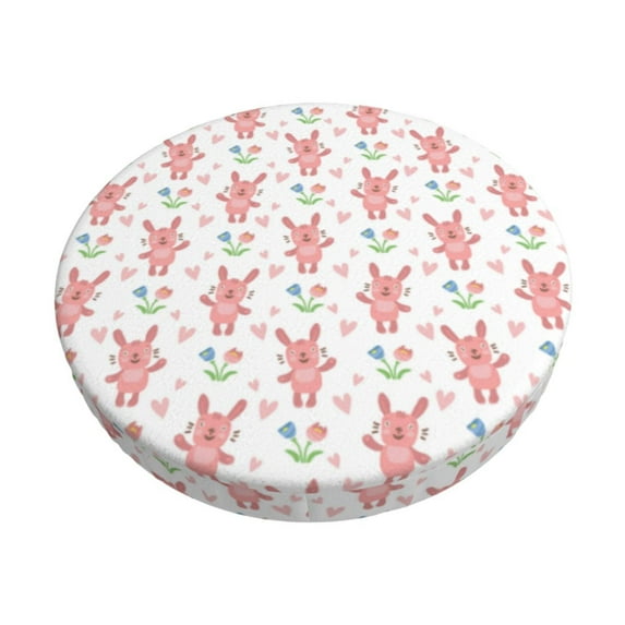 Fotbe Hello Rabbit Stool Covers Round,Waterproof Round Bar Stool Covers Bar Chair Covers Washable Stool Cushion Slipcover for 12-14 Inch Chair-14 inch