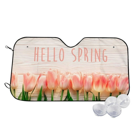 Fotbe Hello Spring Car Windshield Sunshade | Sun Visor Protector Front Window Shade, Keeps Out UV Rays, Keeps Your Vehicle Cool-