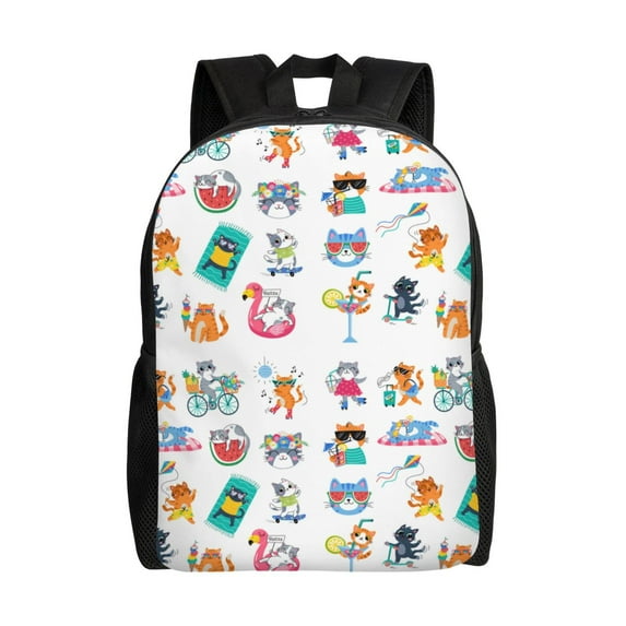 Fotbe Hello Summer Cat Travel Laptop Backpack, Business Slim Sturdy Laptops Backpack, Water Resistant College School Computer Bag Gift for Men & Women Fits 15.6 Inch Notebook