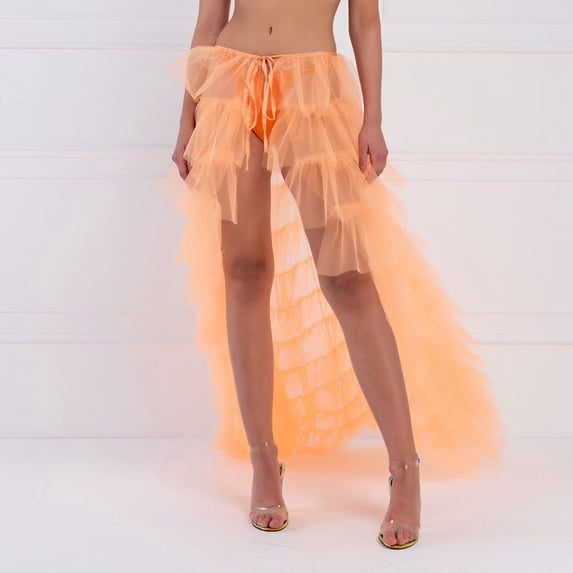 Ladies Fashion Casual Tail Sexy Flowing Mesh Pleated High Waist Skirt Casual Skirt Mesh Skirts for Women Hoop Skirt Petticoat Dance Skirts for Girls Two Piece Skirt Set for Women Hangers for Skirts