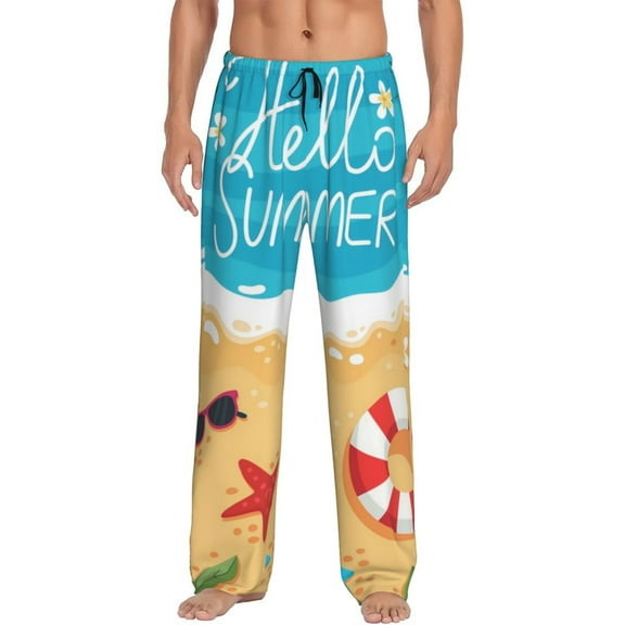 Fotbe Hello Summer1 Men's Pajama Pants,Sleepwear Pants,Pj Bottoms Drawstring And Pockets-Small