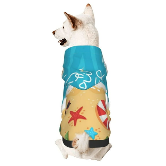 Fotbe Hello Summer1 Print Small Dog Sweater Hoodies Pet Grey Hooded Soft Fleece Sweatshirts with Pocket Fall Winter Puppy Cat Sweaters Warm Clothes-Small