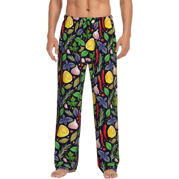 Fotbe Herbs And Spices Men's Pajama Pants,Sleepwear Pants,Pj Bottoms Drawstring And Pockets-Small