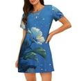 thumbnail image 1 of Fotbe Hibiscus Flowers Calm Water Pattern Women's Cotton Nightgown Sleepwear Short Sleeves Shirt Casual Print Sleepdress, 1 of 6