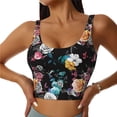 thumbnail image 1 of Fotbe Hibiscus Rose Pattern Womens' Sports Bra Longline Wirefree Padded with Medium Support Sports Moisture-Wicking Workou Vest,Tank Top-XX-Large, 1 of 9