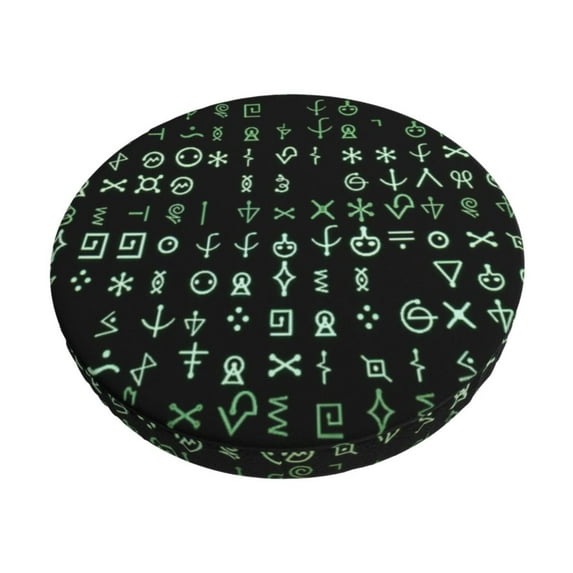 Fotbe Hieroglyphic Symbols Pattern Stool Covers Round,Waterproof Round Bar Stool Covers Bar Chair Covers Washable Stool Cushion Slipcover for 12-14 Inch Chair-12 inch