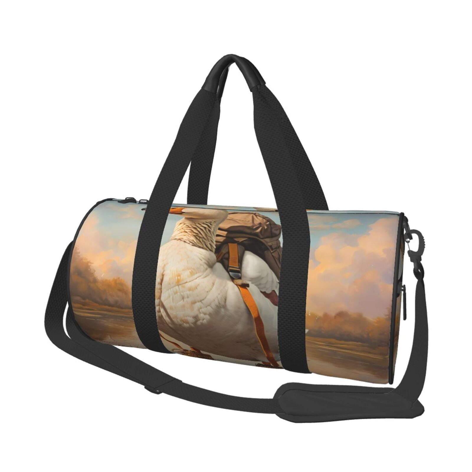 Fotbe Hiking Duck Pattern Foldable Sports Gym Bag with Wet Dry Pocket