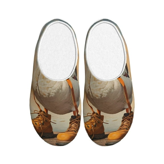Fotbe Hiking Duck Pattern Women's Fuzzy Curly Fur Memory Foam Loafer Slippers Indoor Outdoor Slippers Winter Home Shoes-35/36
