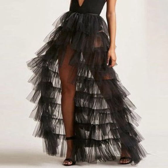 Ladies Fashion Casual Tail Sexy Flowing Mesh Pleated High Waist Skirt Casual Skirt Mesh Skirts for Women Hoop Skirt Petticoat Dance Skirts for Girls Two Piece Skirt Set for Women Hangers for Skirts