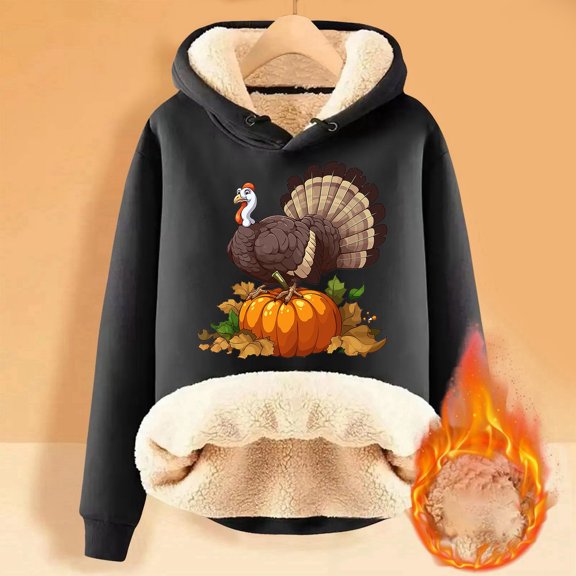 Women's Thanksgiving Turkey Print And Warm And Comfortable Hoodie Women Hoodie Zipper Zip up Hoodie for Women Hoodies Female Extra Long Womens Hoodie Long Sweatshirt Jacket Knitted Sweatshirt Knitted