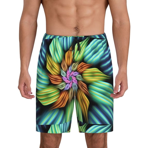 Fotbe Hippie Style Pajama Shorts for Men, Men's Pajama Bottoms, Sleepwear,Short Pajama Pants-Small