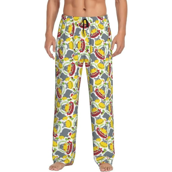 Fotbe Hippopotamus Men's Pajama Pants,Sleepwear Pants,Pj Bottoms Drawstring And Pockets-Small