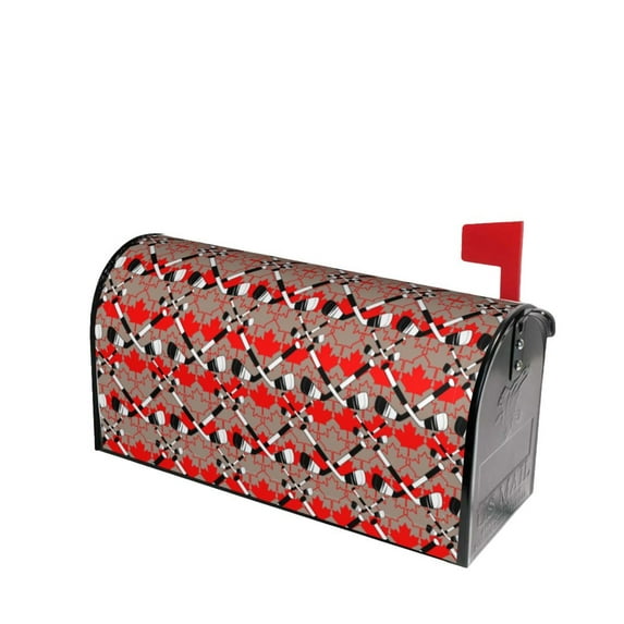 Fotbe Hockey With Maple Leaves Mailbox Covers Post Letter Box Cover Garden Decor Standard Size-21x18 in