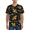 thumbnail image 1 of Fotbe Hohey Bee Golden Embroidery Baseball Jersey Shirt for Men and Women, Casual Short Sleeves Button Down T-Shirt-Small, 1 of 9