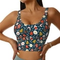 thumbnail image 1 of Fotbe Holiday Christmas Cookies Pattern Womens' Sports Bra Longline Wirefree Padded with Medium Support Sports Moisture-Wicking Workou Vest,Tank Top-, 1 of 9