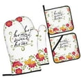 thumbnail image 1 of Fotbe Home Sweet Home Floral for 4Pcs Oven Mitts and Pot Holders, 500℉ Heat Resistant Oven Mitts , Non-Slip Silicone Surface Safe for Baking, Cooking, BBQ, 1 of 6