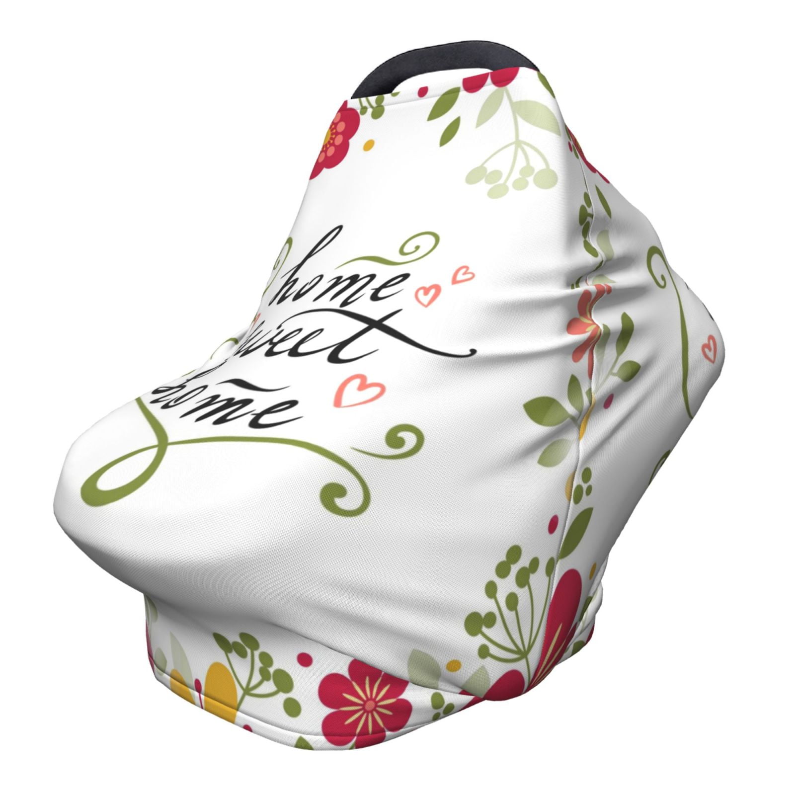 Fotbe Home Sweet Home Floral Pattern Car Seat Covers for Babies, Nursing Breastfeeding Cover Carseat Canopy, Soft Stretchy Carrier Cover