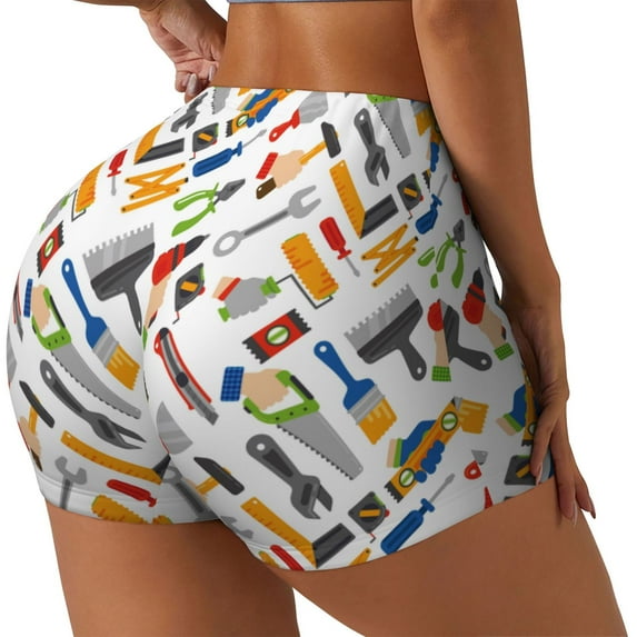 Fotbe Home construction tools Seamless Shorts, Womens Workout Shorts High Waist Stretch Booty Short for Gym/Yoga/Running/Biking-XX-Large-Large