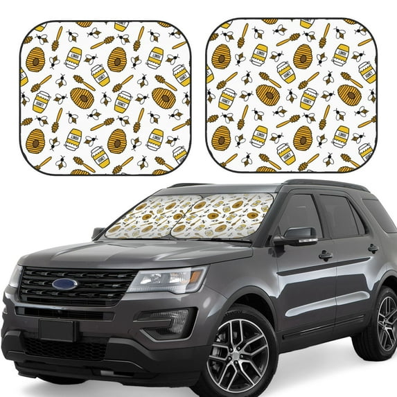 Fotbe Honey 2-Piece Car Windshield Sun Shade | Sun Blocker for Car Windshield | Foldable Automotive Interior Accessories for Sun Protection-Medium