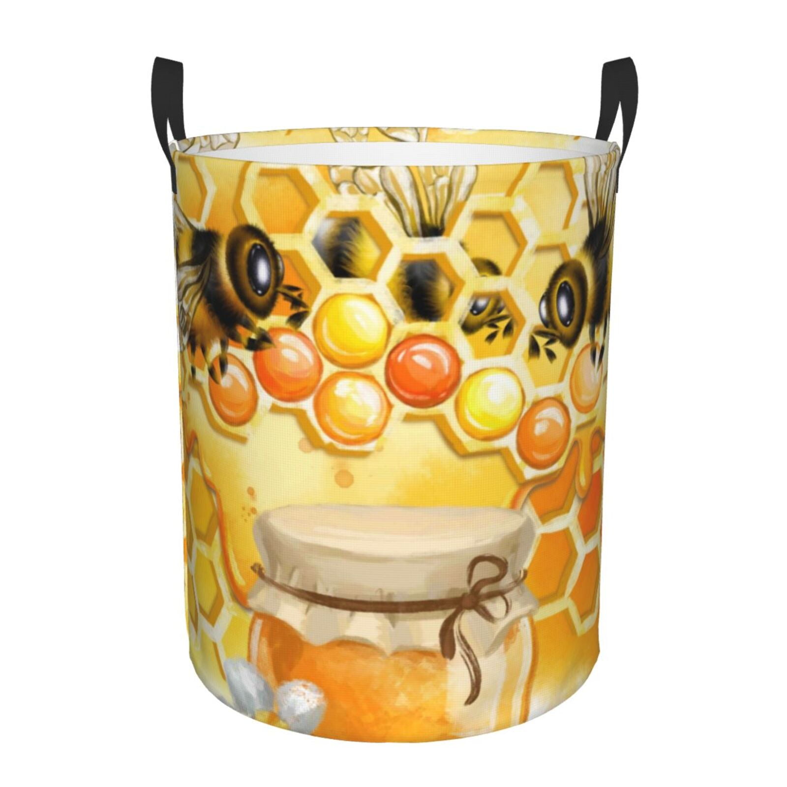 Fotbe Honey Bee Laundry Basket with Handles, Waterproof Large Laundry