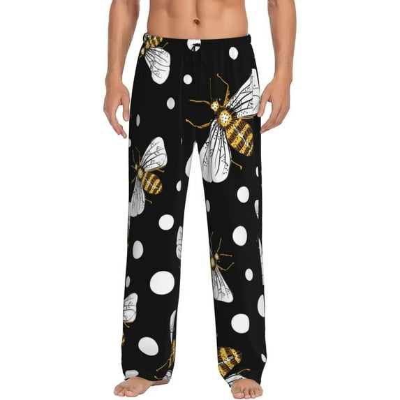 Fotbe Honey Bees at Night Men's Pajama Pants,Sleepwear Pants,Pj Bottoms Drawstring And Pockets-XX-Large