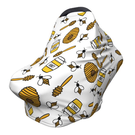 Fotbe Honey Pattern Car Seat Covers for Babies, Nursing Breastfeeding Cover Carseat Canopy, Soft Stretchy Carrier Cover