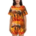 thumbnail image 1 of Fotbe Honeybee On Vibrant Flower Print Pajama Set for Women 2 Piece Loungewear Short Sleeve Tops and Shorts Set Soft Sleepwear-Medium, 1 of 7