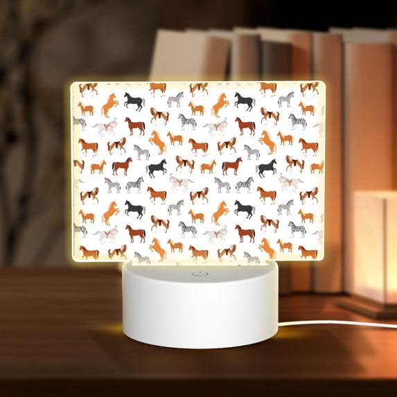 Fotbe Horses Pattern Acrylic Night Light Gift with 3 Color ModesTouch-Sensitive LED Lamp Perfect Gift for Mother's Day, Birthday, or Christmas