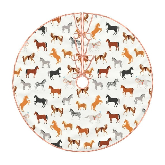 Fotbe Horses Pattern Christmas Tree Skirt, Tree Skirts Plush Christmas Decorations, Christmas Tree Skirts Xmas Decorations Holiday Party Decor-36"