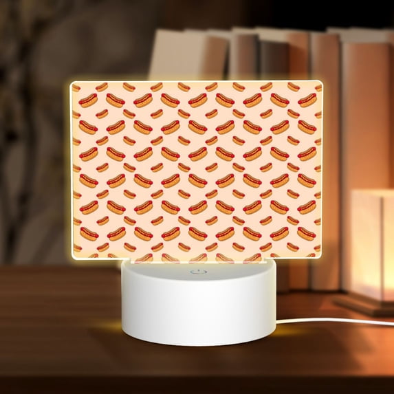 Fotbe Hot Dog 2 Pattern Acrylic Night Light Gift with 3 Color ModesTouch-Sensitive LED Lamp Perfect Gift for Mother's Day, Birthday, or Christmas