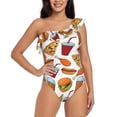 thumbnail image 1 of Fotbe Hot Dog Burger Women's One Piece Swimsuits One Shoulder Swimwear Ruched Tummy Control Bathing Suits Cutout Monokini-XX-Large, 1 of 7
