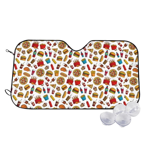 Fotbe Hot Dog Pizza Car Windshield Sunshade | Sun Visor Protector Front Window Shade, Keeps Out UV Rays, Keeps Your Vehicle Cool-Medium