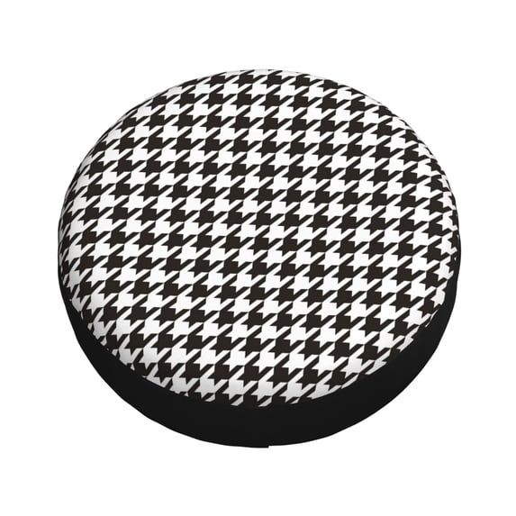Fotbe Houndstooth Black And White Spare Tire Cover Thickening Universal Fit for Jeep, Trailer, RV, SUV, Truck, Tough Tire Wheel Soft Cover-16 inch