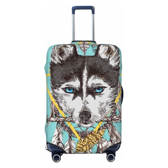 Fotbe Husky With Dreamcatcher Luggage Cover Protector,Suitcase Protector,Scratch and Dirt Resistant,Fits 18-32 Inch Luggage-X-Large