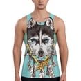thumbnail image 1 of Fotbe Husky With Dreamcatcher Pattern Men's Quick Dry Workout Tank Top Gym Muscle Tee Fitness Bodybuilding Sleeveless T Shirt Breathable Workout Shirt-Medium, 1 of 9