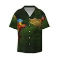 thumbnail image 1 of Fotbe Hybrid Parrot in the Forest print Short Sleeve Button Down Shirts for Men Casual Summer Beach Wrinkle Free Shirt-Large, 1 of 7