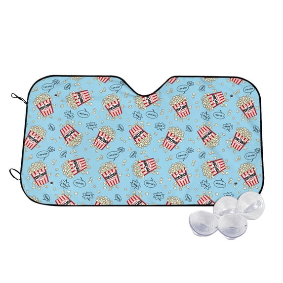 Fotbe I Am A Fan Popcorn Car Windshield Sunshade | Sun Visor Protector Front Window Shade, Keeps Out UV Rays, Keeps Your Vehicle Cool-Medium